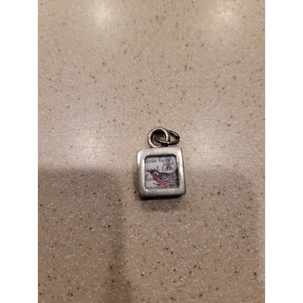 Be Free Bird Square Pendant Charm Silver‎ Tone Double Sided Necklace